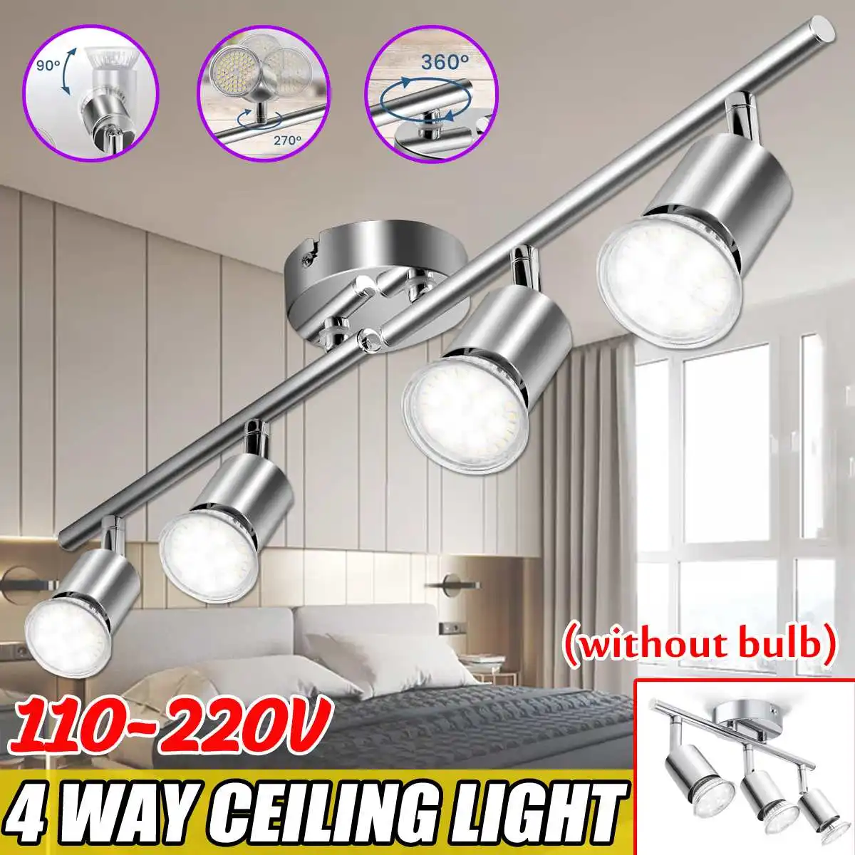 Rotatable Iron LED Ceiling Light Angle Adjustable Showcase Light GU10 Living Room LED Cabinet Spot Light 110-220V 3/4 Road