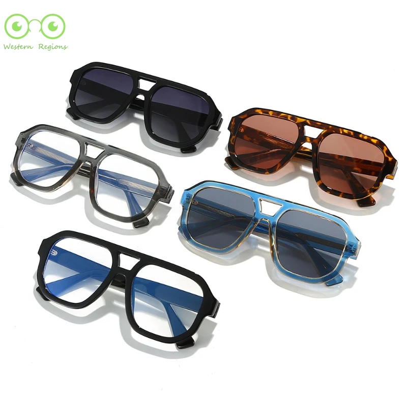 

Personalized double beam new style pilot polarized sunglasses uv400 European and American large frame men and women glasses
