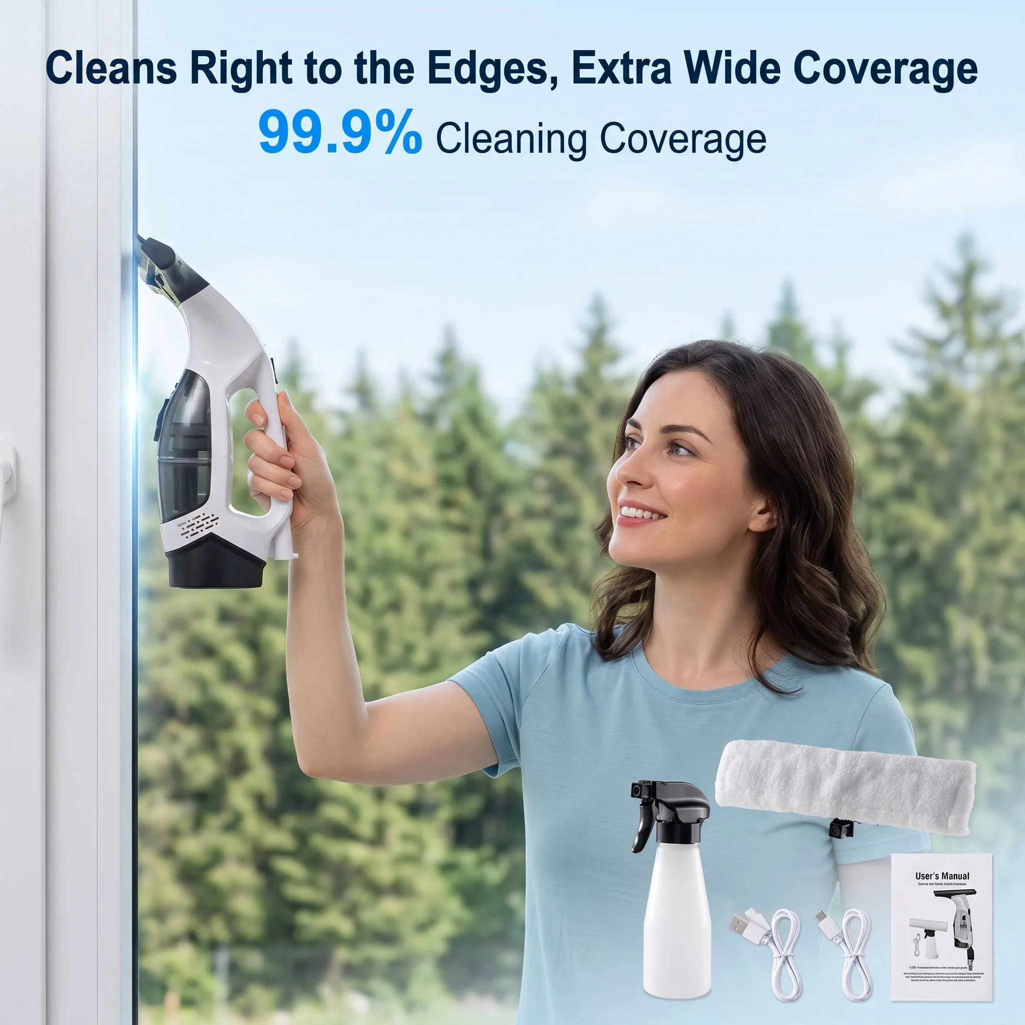 Small electric glass cleaner handheld window cleaner strong water absorption efficient adsorption portable window cleaner