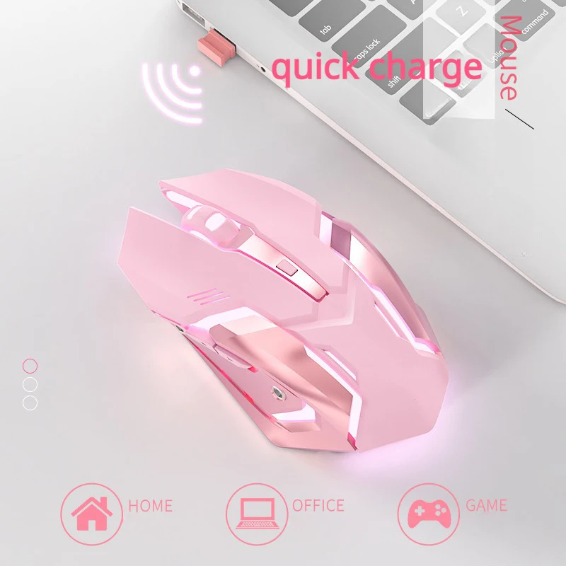 2.4G Wireless Pink Mechanical Mouse Type-C Rechargeable Optical Ergonomic RGB Luminous Gaming Computer USB Mice For Laptop PC