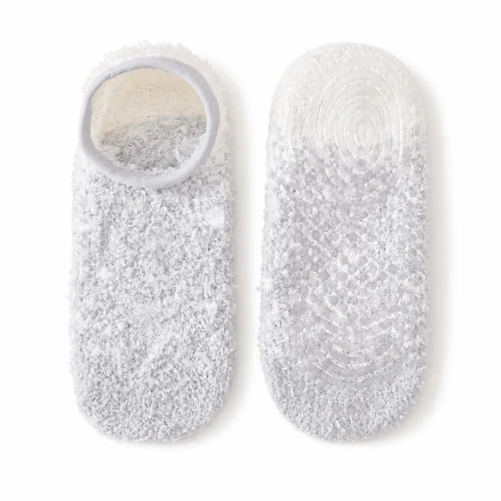 Hipster Silicone Grip Coral Fleece Socks Thickened Low Tube Design Fleece Socks Winter Warm Soft Anti-Slip Floor Socks Home Use