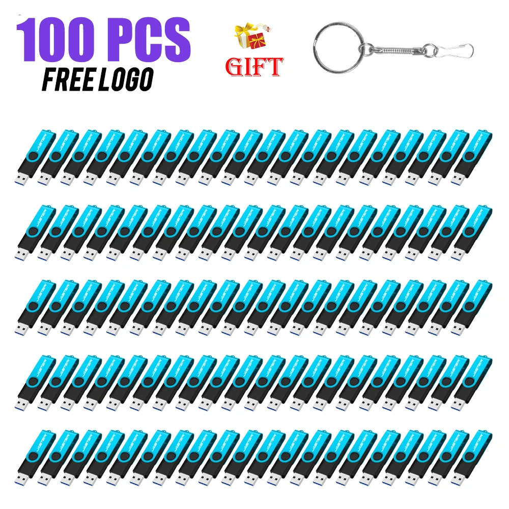 

100PCS Wholesale Free Custom Logo Memory Stick 128GB Business Gift Pen Drive 64GB Free Key Chain USB Flash Drive 32GB U Disk 16G