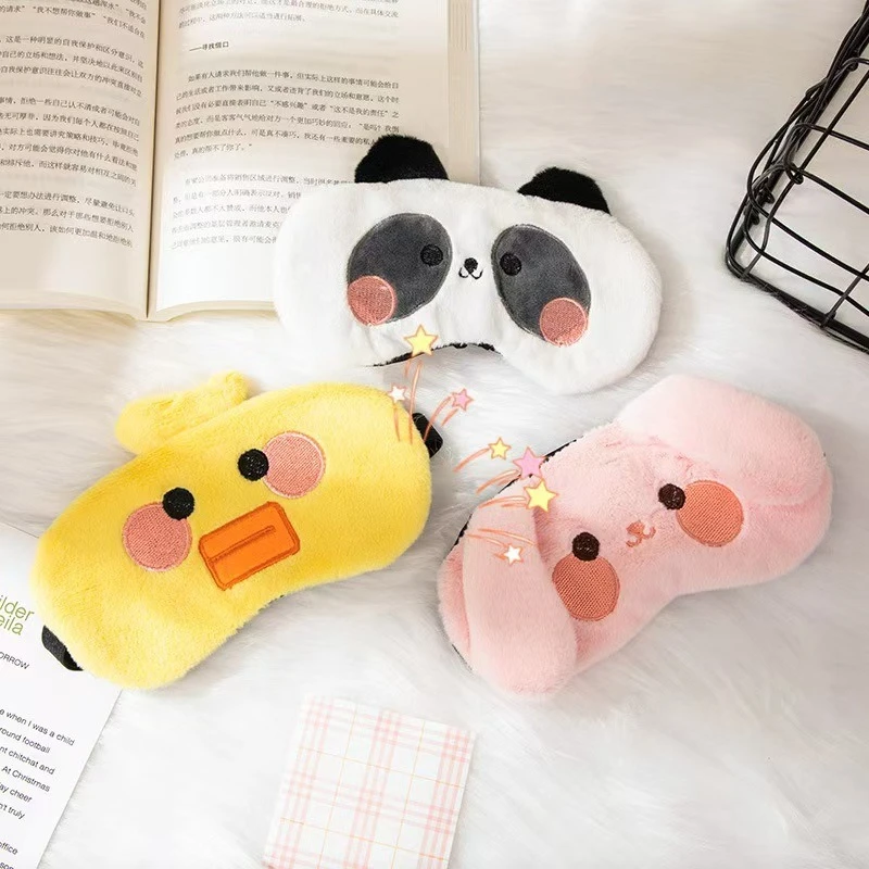 New Plush Cute Cartoon Eye Mask Ice Compress Children and Men To Relieve Fatigue Shading Sleep