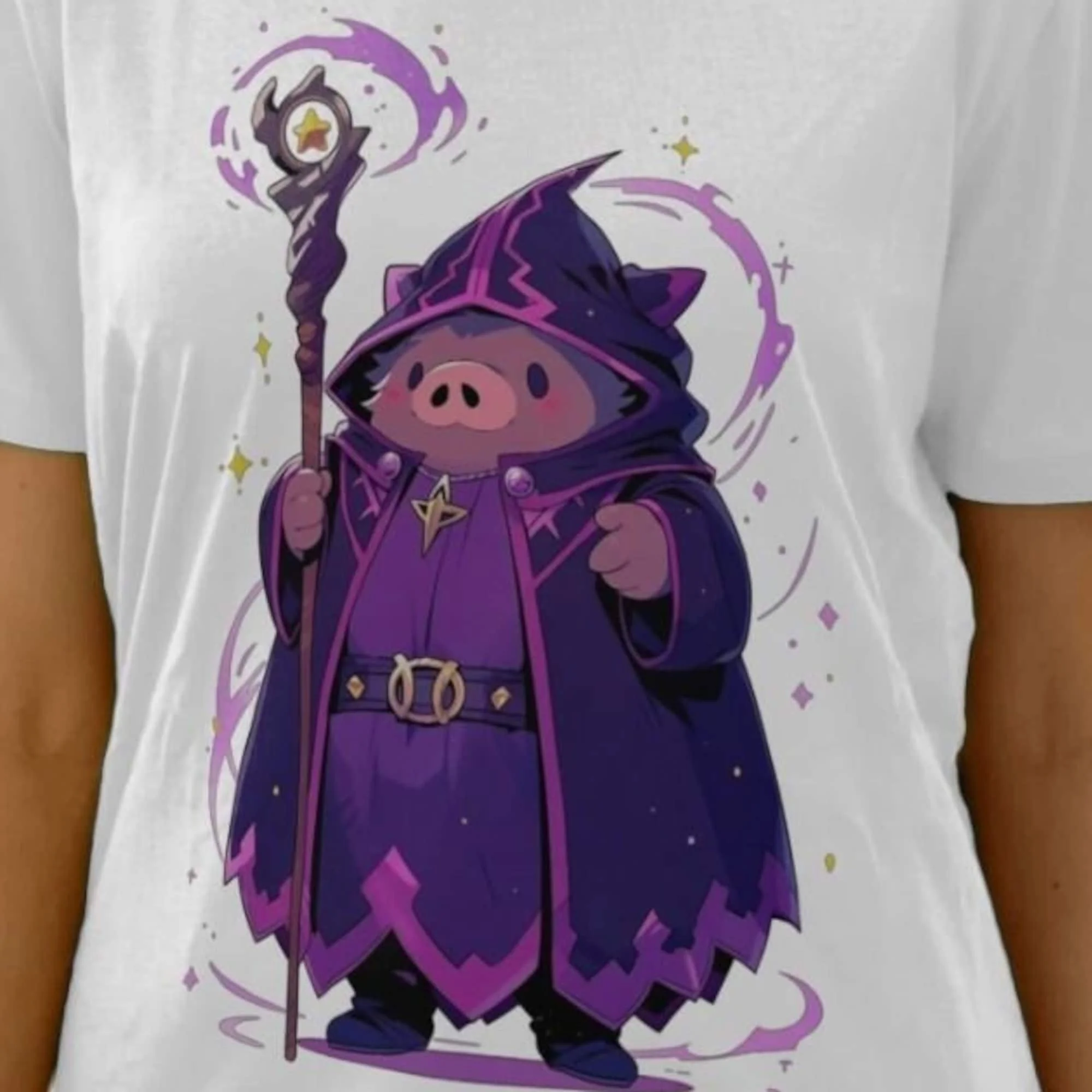 Boar Wizard Cute Kawaii Jrpg T Shirt Certified Organic Cotton Sustainable Fashion Printed In The Uk Gift For Geeks