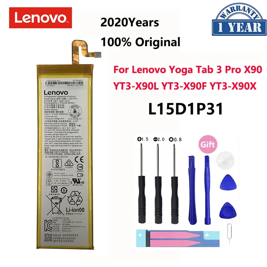 

100% Original 4000mAh L15D1P31 For Lenovo Yoga Tab3 Pro X90 YT3-X90L YT3-X90F YT3-X90X Replacement Batteries Bateria