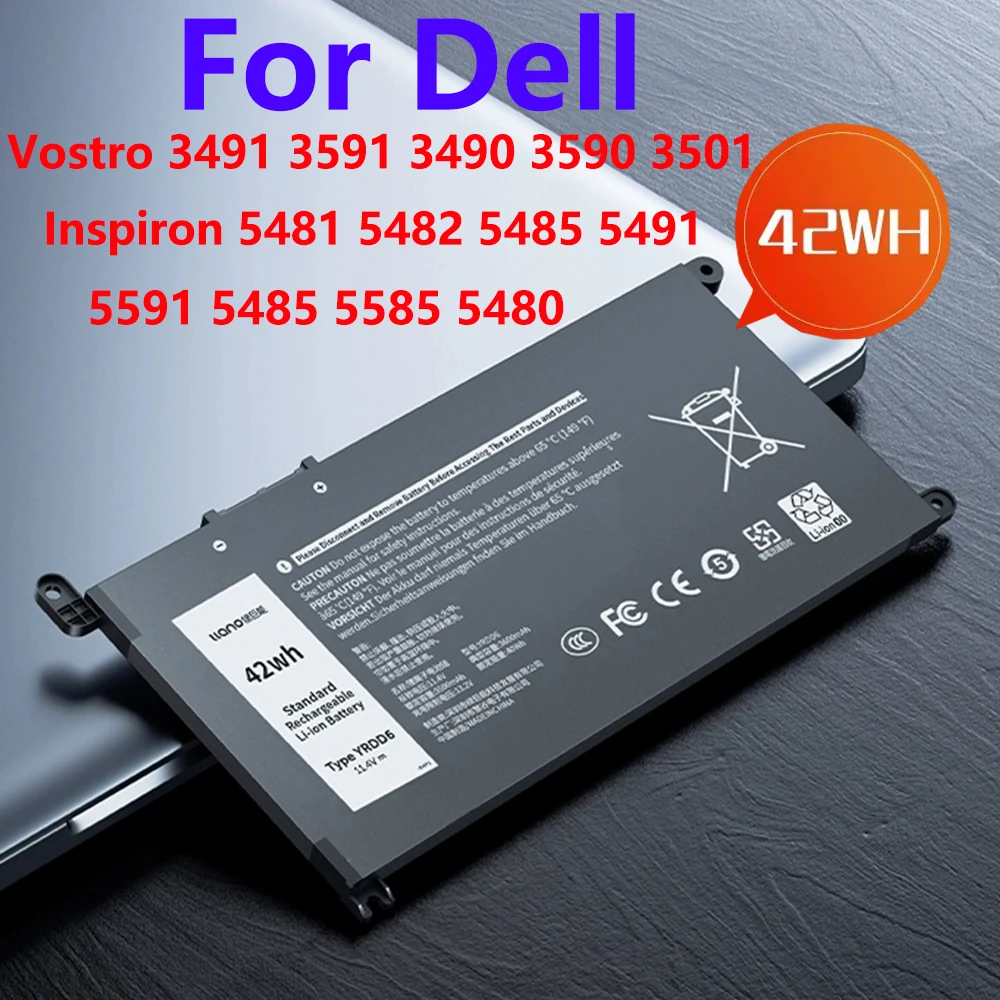 

Аккумулятор для ноутбука YRDD6 11,4 В 42 Втч для Dell Vostro 3491 3591 3490 3590 3501 Inspiron 5481 5482 5485 5491 5591 5485 5585 548 Аккумулятор