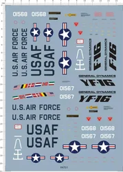 1/32 Scale Decals for yf-16 F-16 Prototype Aircraft Model Kits 64701