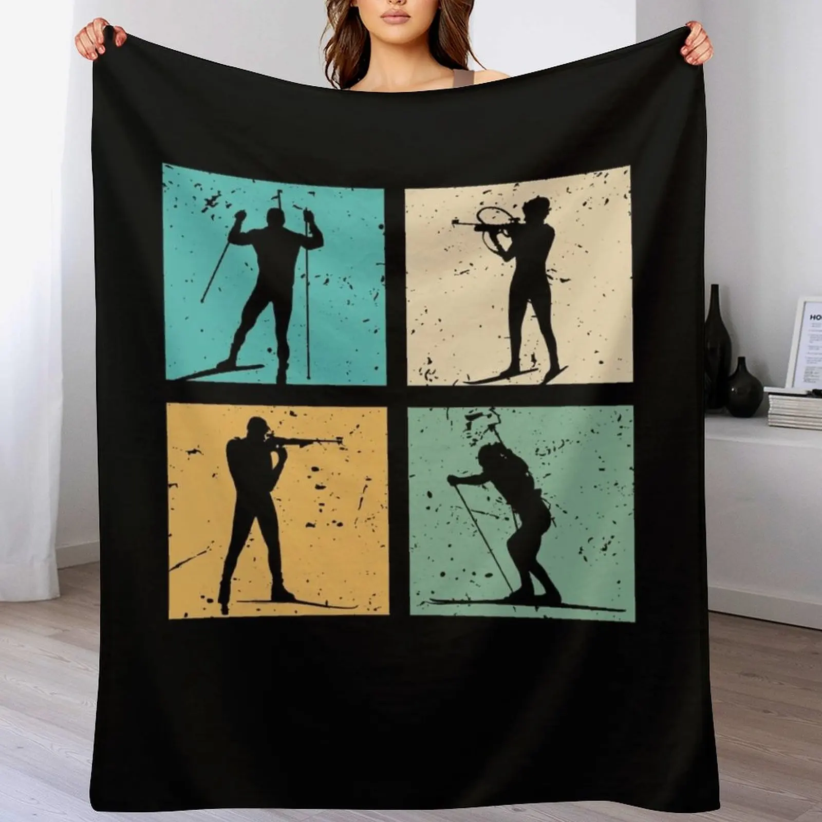 Biathlon Skiing Cross Country Skiing Biathlete Gift Skier Throw Blanket