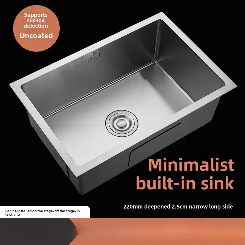 Thick SUS304 Stainless Steel Kitchen Sink Basin for Counter Island Balcony Steel Sink Deep Wash Basket Premium Quality Sink