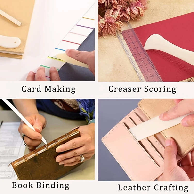 4pcs/Set Plastic Bone Folder Creaser Scoring DIY Bookbinding Leather Crafts Card Making Folding Paper Handmade Burnishing Tools