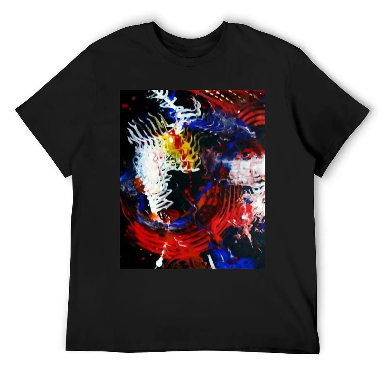 Joy abstract acrylic painting, red, blue, white, black, yellow T-Shirt street wear new edition Men's t-shirt