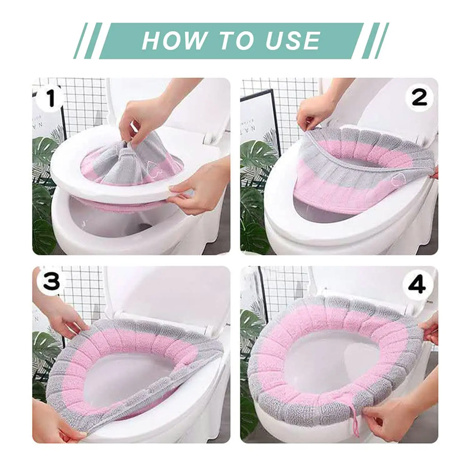 غطاء مقعد المرحاض للحمام العالمي، حصيرة كلوسيستول دافئة ناعمة مع مقبض، ملحقات وسادة غطاء المرحاض للحمام من القطيفة الناعمة