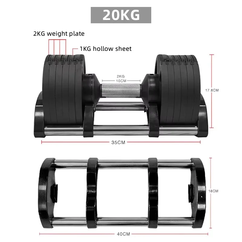 40K Adjustable Dumbbell 20KG 30KG Weights Set Fitness Equipment Gym for Body Building Custom 2024 Hot Sale in Stock