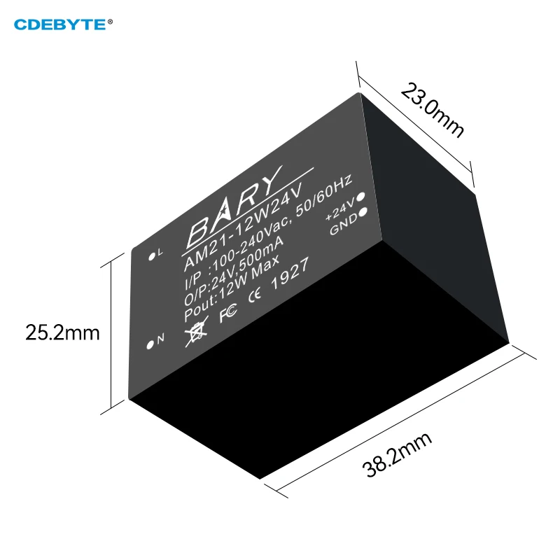 2PCS 12W AC-DC Buck Power Supply Module Small Size Low Power Consumption CDEBYTE AM21-12W24V Shell Protection Power Module