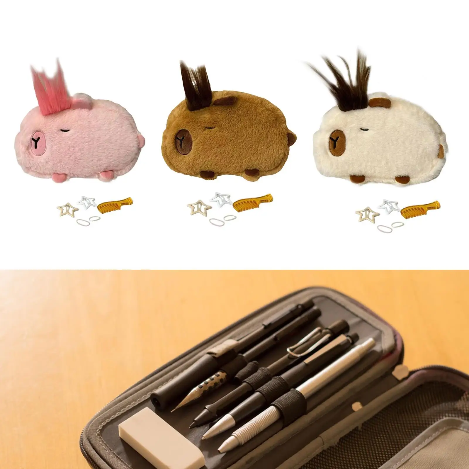 Plüsch Capybara Federmäppchen DIY Handwerk Bleistiftbeutel für Mädchen Kind Tischplatte
