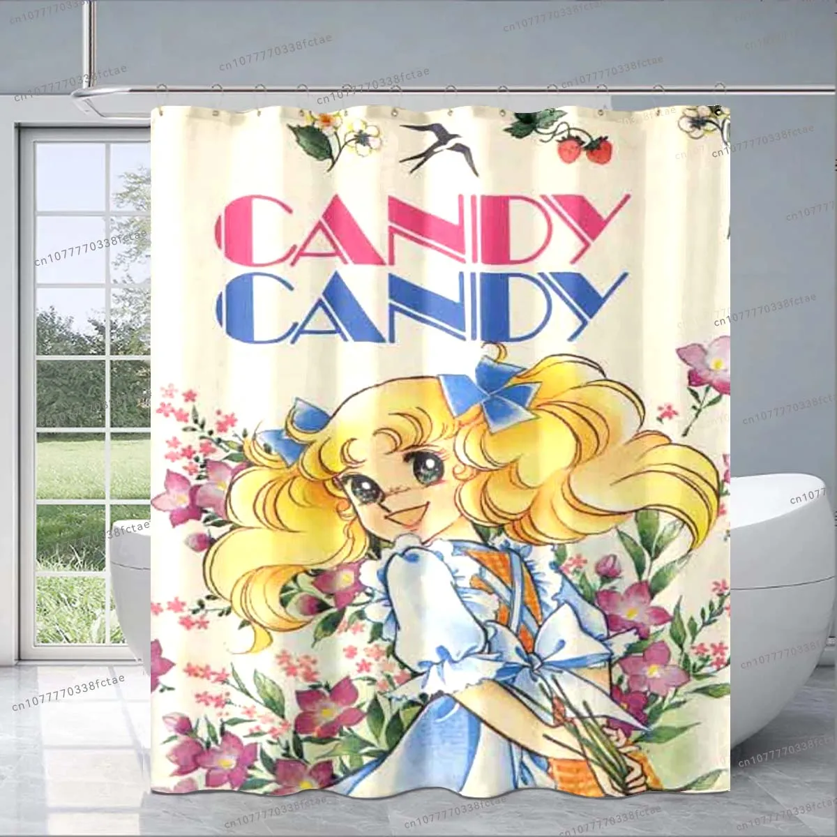 Cute Cartoon Candy Candy Anime Shower Curtain Japanese Comic Kawaii Shower Curtain Children\'s Bathroom Decoration Shower Curtain