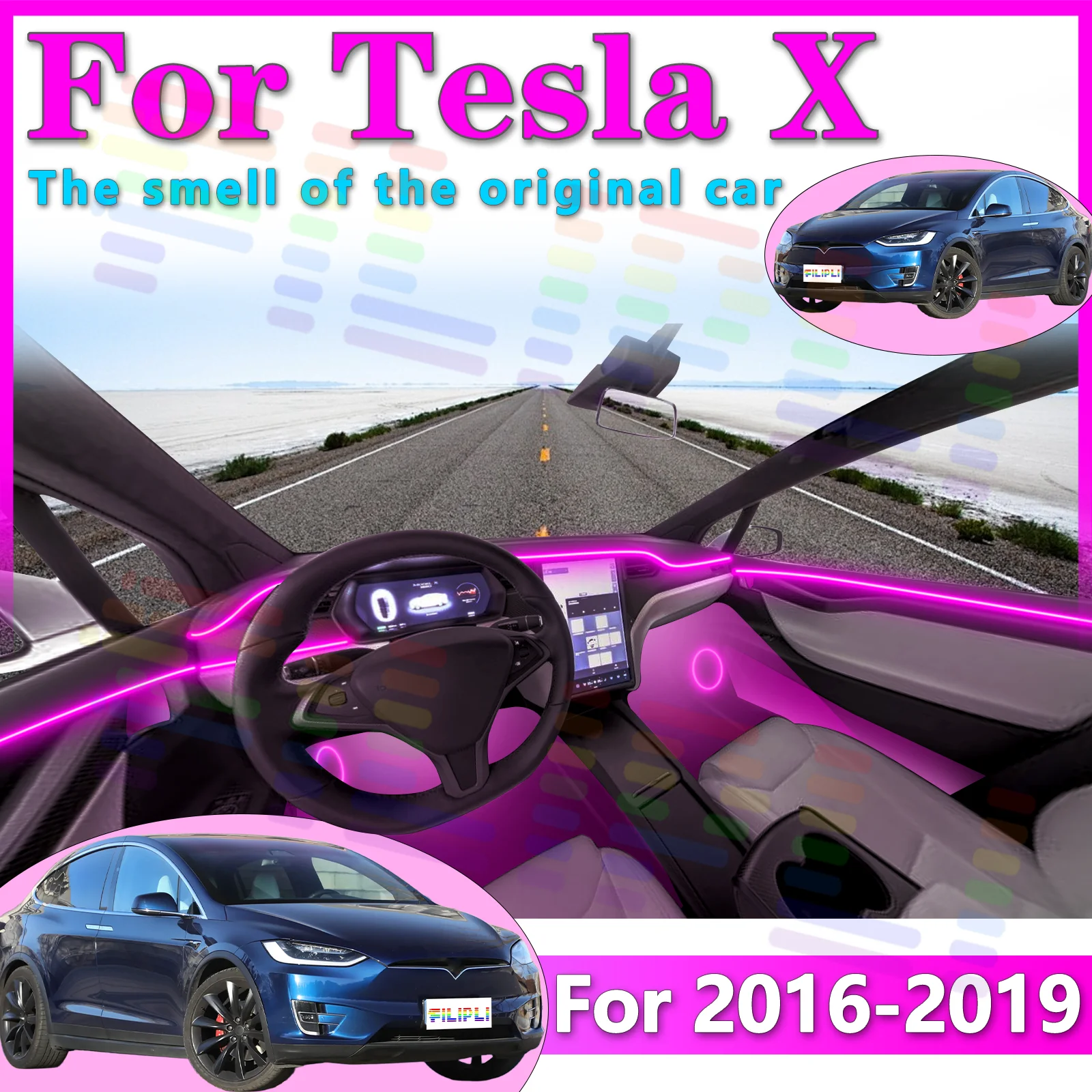 For Tesla X 2016 2017 2018 2019 Pro-grade Hidden Vehicle LED Interior Ambient Lighting RGB APP-Controlled Glow