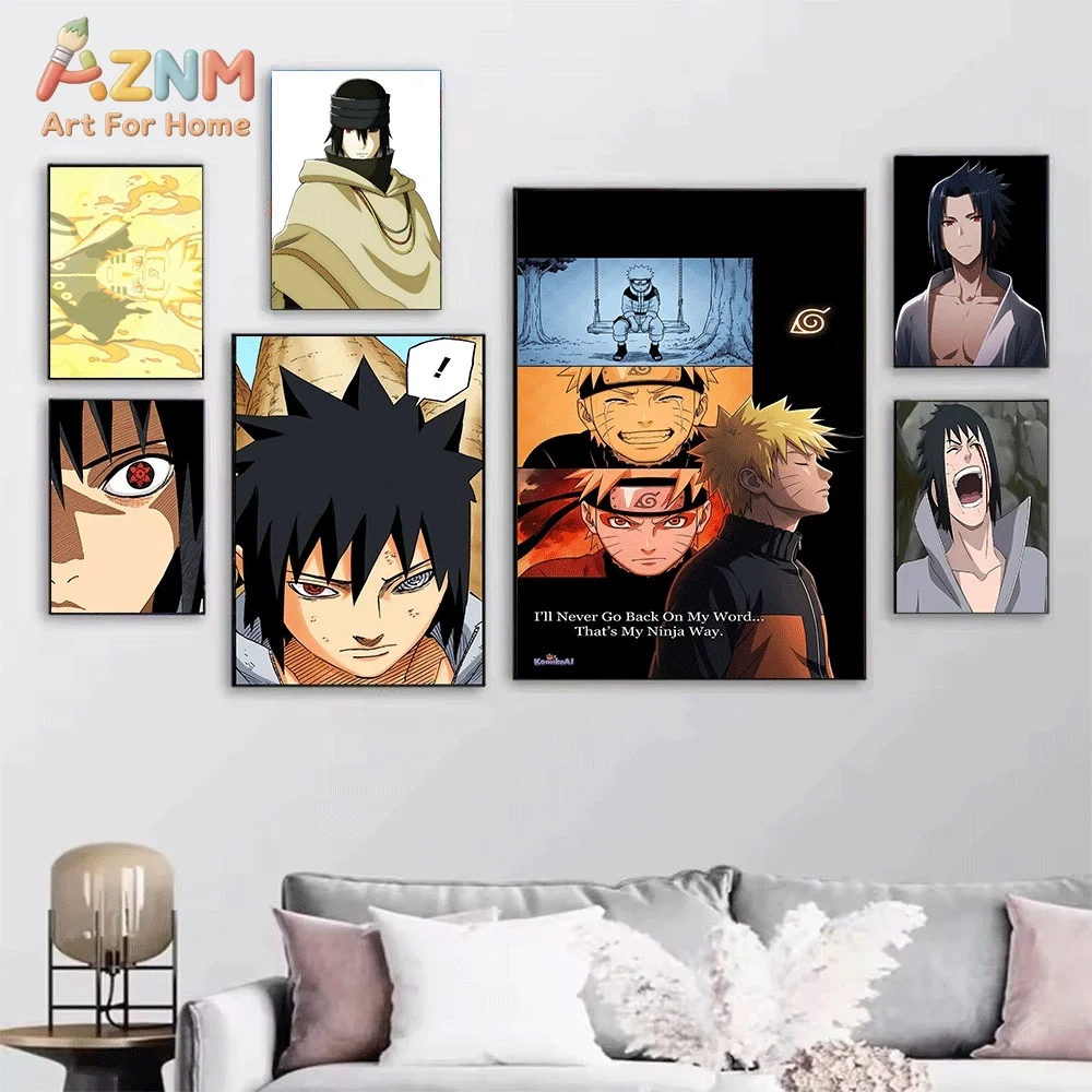 Cool Ninja Anime Character Canvas Wall Art Print Unframed Canvas Painting Home Decor Poster for Bedroom Living Room Perfect Gi
