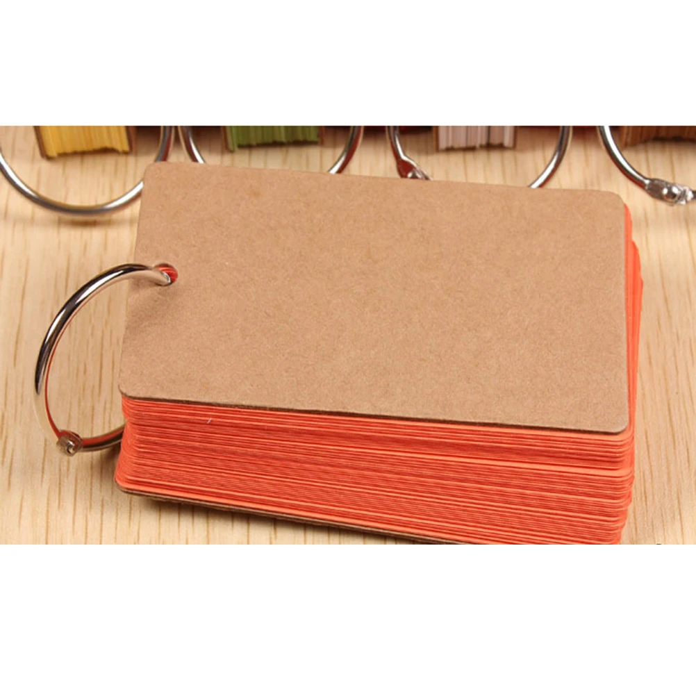 

6Pcs Kraft Paper Binder Ring Portable Blank Word Cards Easy Flash Cards Notepads School Study DIY Memo Portable Notepads
