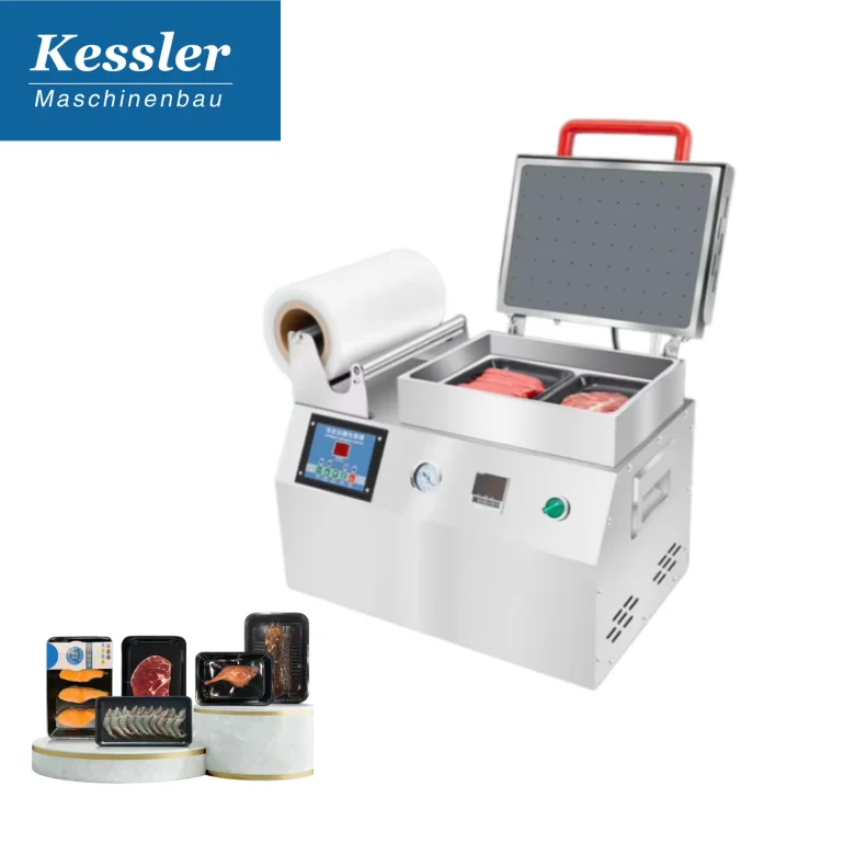 High Efficiency Automatic Electric Desktop Vacuum Packaging Machine for Meat & Seafood with Plastic Film Wrapping