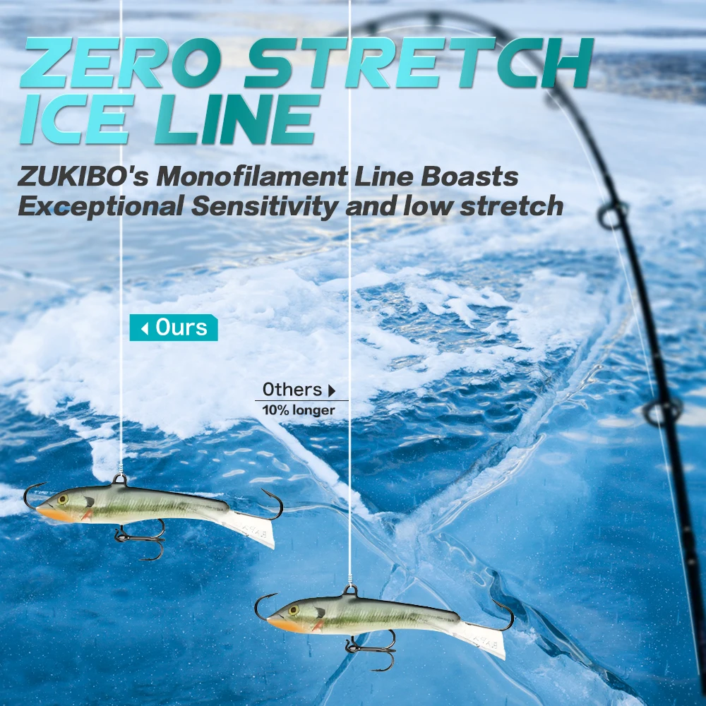ZUKIBO 100M Ice Mono Line Japan High Performance Fishing Line Super Sensitive and Strong Tensile Strength Low Memory Nylon Line