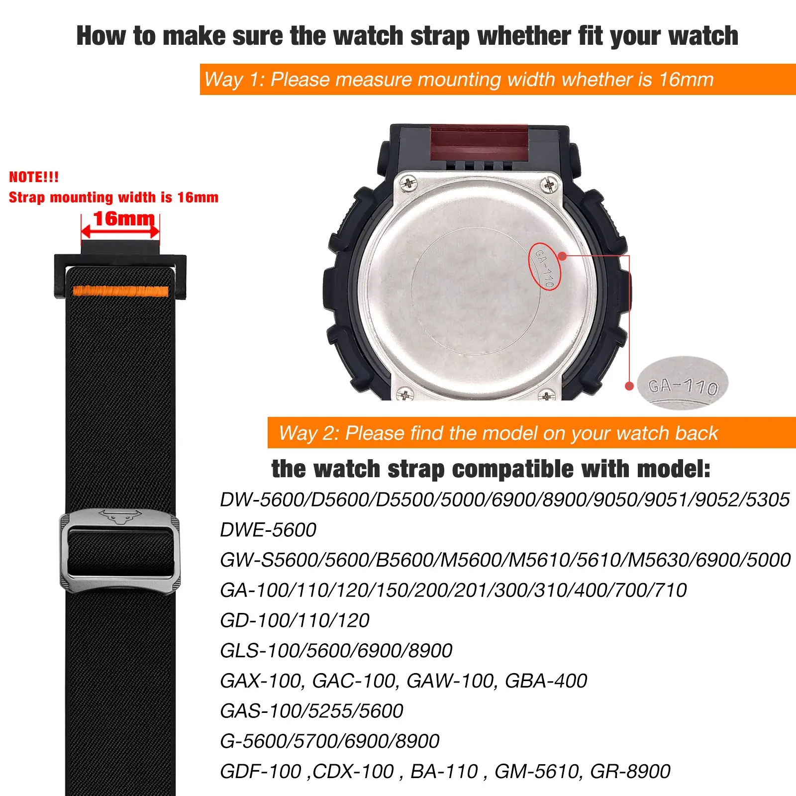 حزام معصم من النايلون المضفر الناعم القابل للتمدد لساعة كاسيو gshock DW-5600/8900، GA-100/GW-B5600/GB-5600 /GW-6900