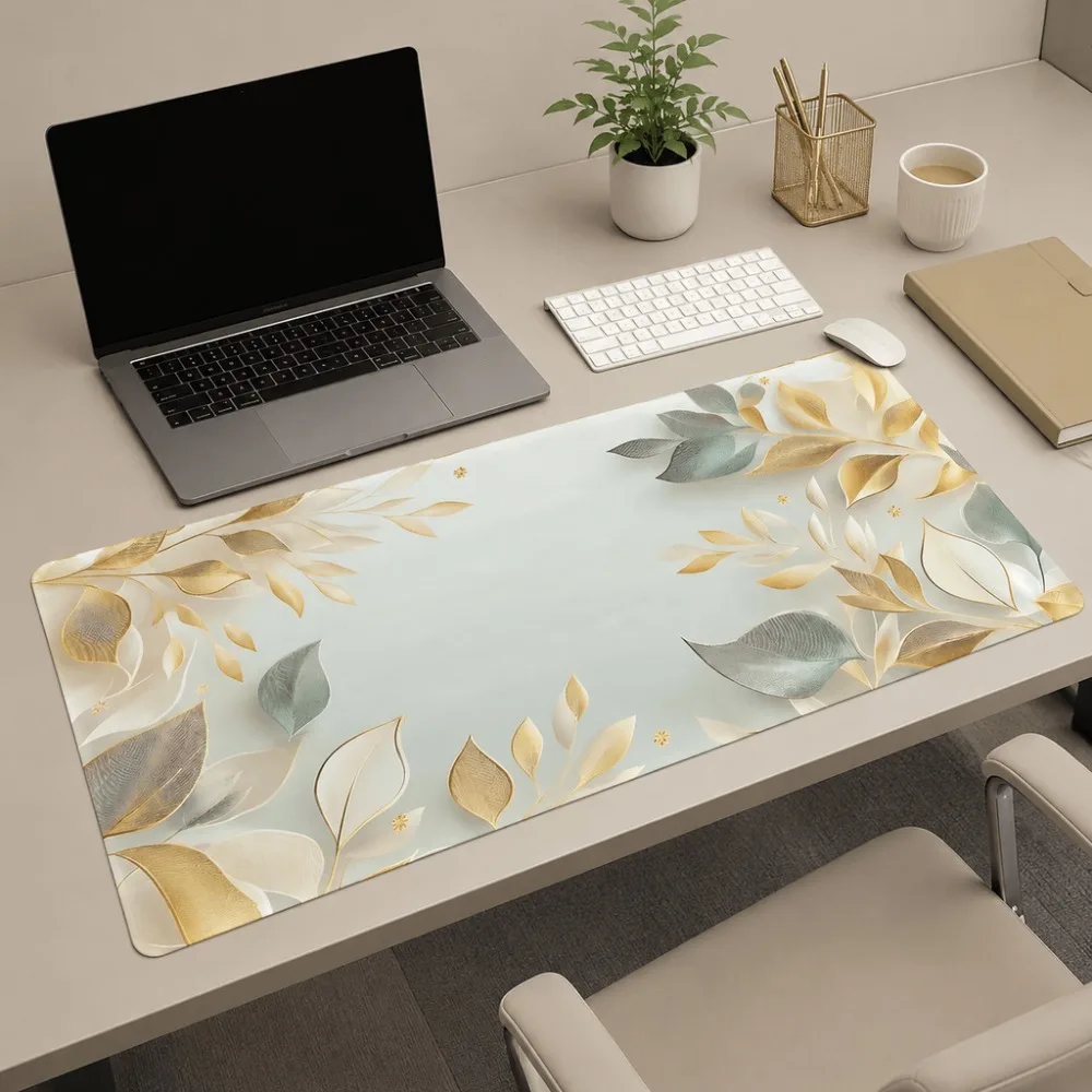 Original leaf pattern simple table mat for office users and home work areas. Silica mud material with unsewn edges