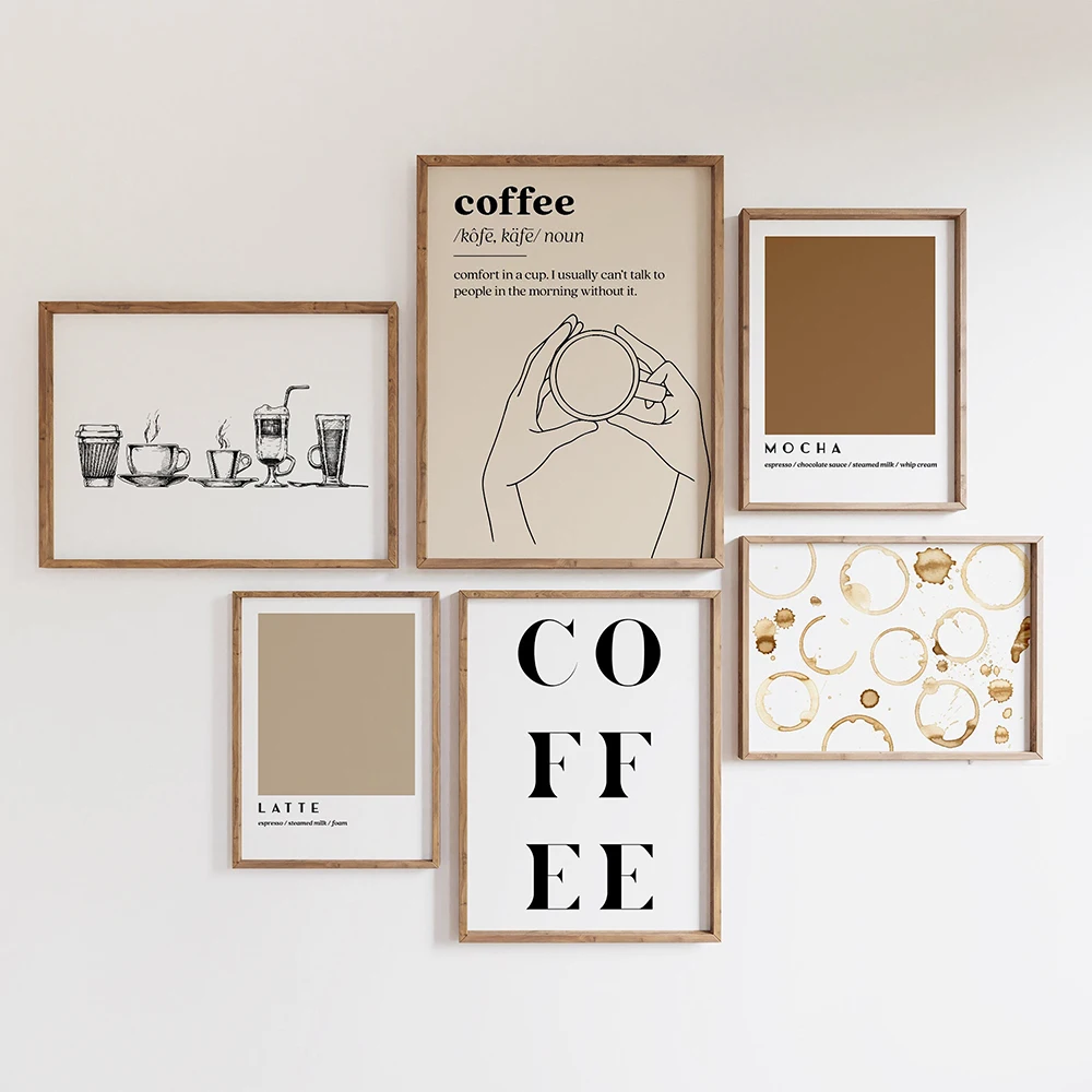 Abstrakte Kaffee Linie Definition Coffea Arabica Wand Kunst Leinwand Malerei Poster Und Drucke Wand Bilder Cafe Bar Küche Decor