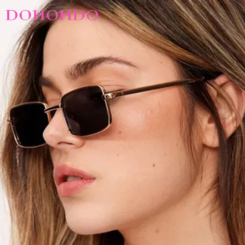 

Vintage Punk New Luxury Brand Designer Metal Small Square Women Man Sunglasses Driving Fishing Travel Eyewear Female UV400 Оч