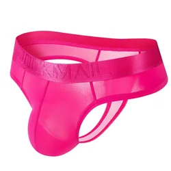 Sissy ultra-cienkie przezroczyste stringi mężczyźni G struny etui Jockstrap lodowy jedwab Tanga Hombre Sexy Gay bielizna oddychające majtki mężczyzn