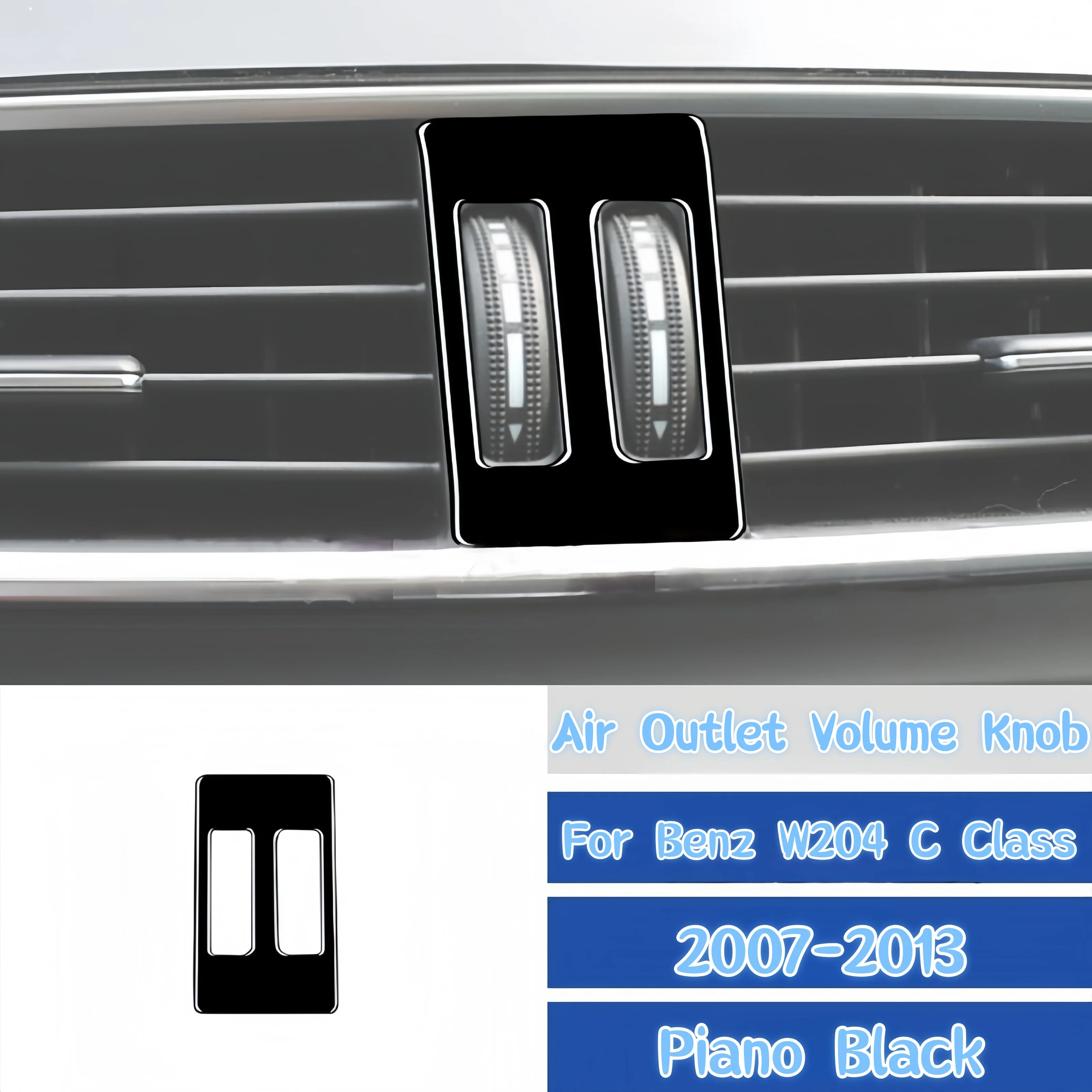 For Mercedes W204 Benz C Class 2007-2013 Piano Black Interior Car Center Air Vent Volume Knob Trim Cover Sticker Auto Zubehör
