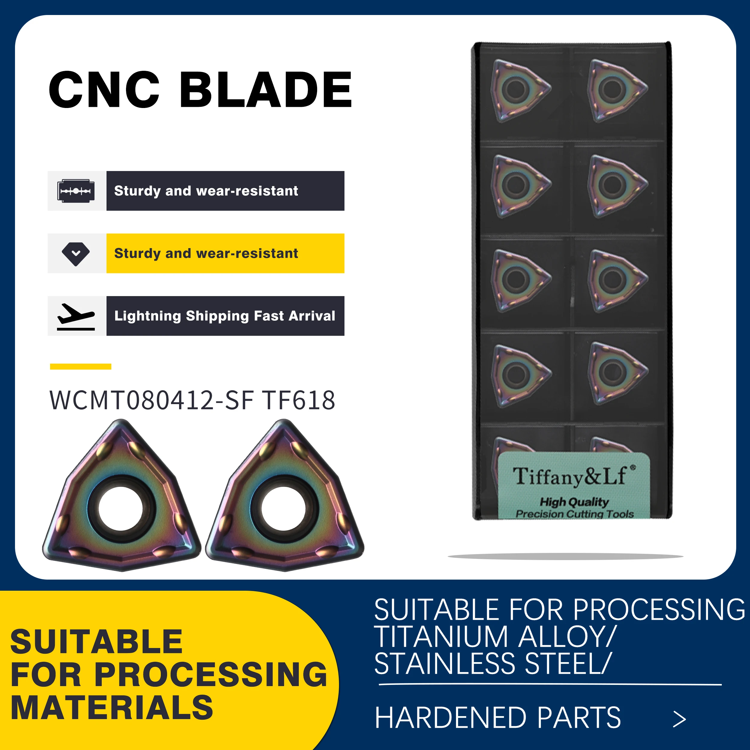 

WCMX030208 WCMT040208 WCMT050308-SF WCMT06T308 WCMT080412-SF TF618, токарный станок с ЧПУ из закаленной стали, фрезерные вставки