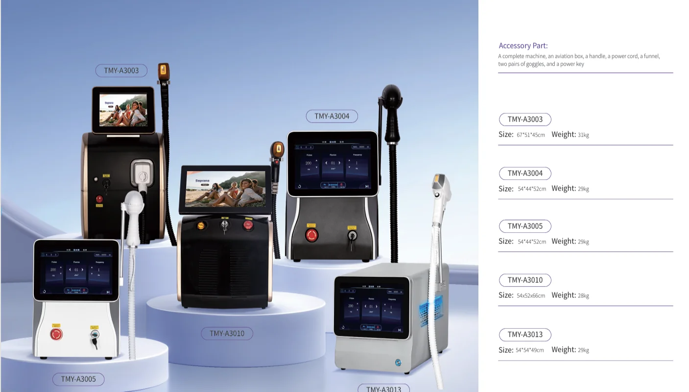 

Лазерный аппарат 2-в-1 Soprano Titanium Ice Platinum Diode 755 808 1064 нм с 3 длинами волн и ND:YAG лазером для безболезненного удаления волос