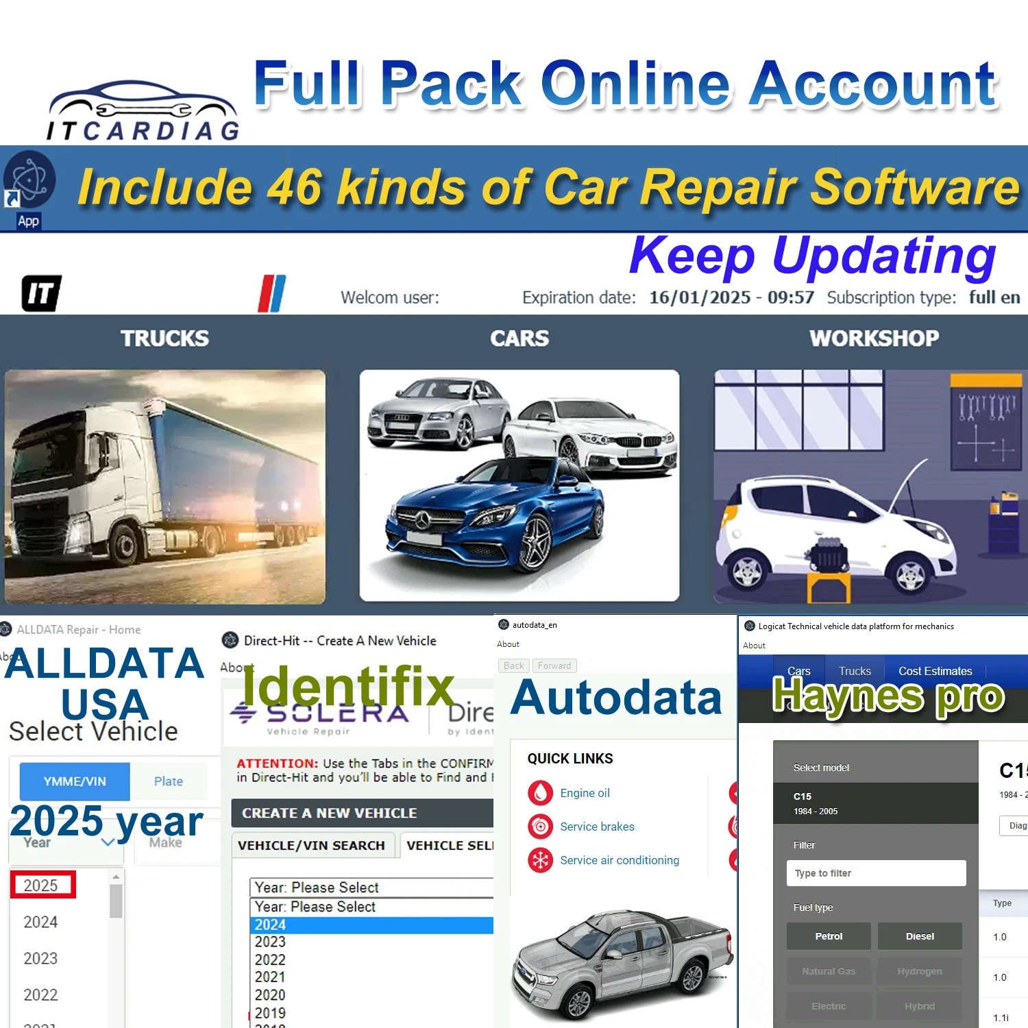 

2025 Alldata USA Online Account for Auto data Auto Data Autodata Haynes PRO Workshop Car Repair Software every Month Account