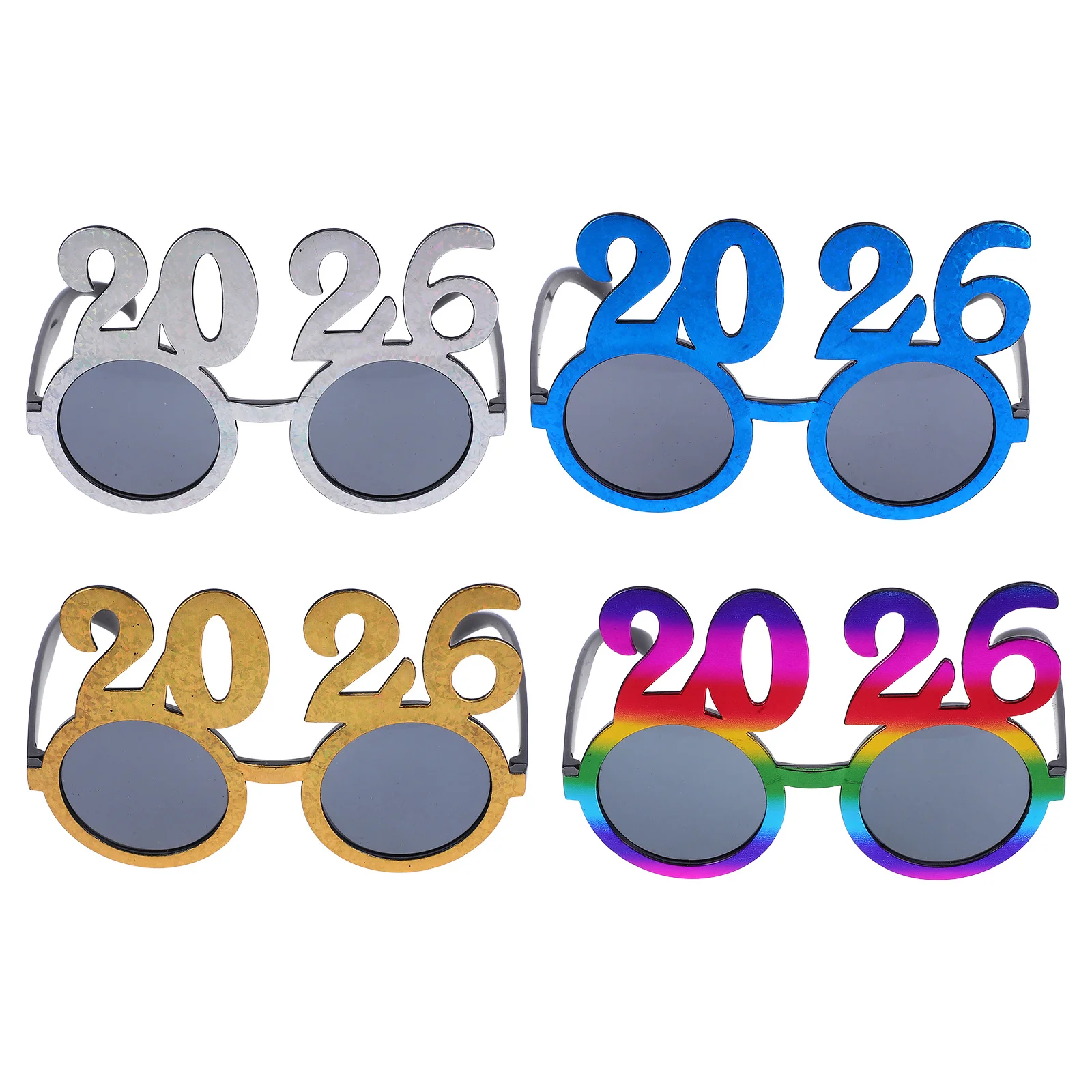 

4 Pcs New Year's Party Glasses Photo Years Eve Accessories Happy Eyeglass Eyewear