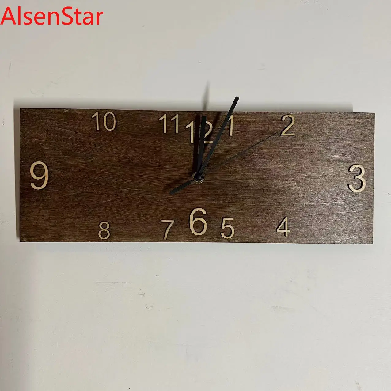 

Retro Rectangular Wooden Wall Clock Stereo Digital Home Living Room Office Decoration Wall Hanging Watch Quartz Clock