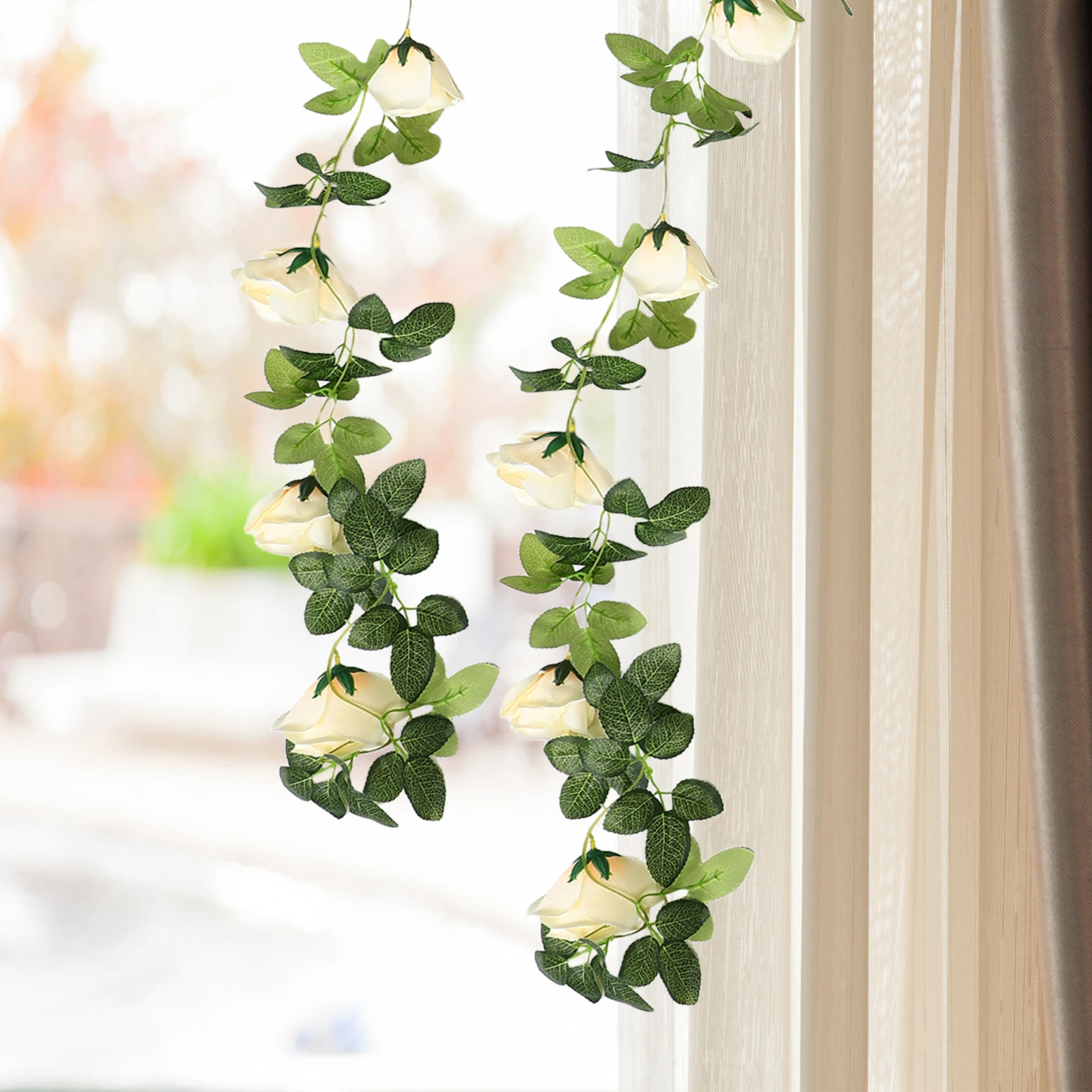 

10 Heads Simulated Rose Fake Silk Flowers Vine Non Cloth Greenery Artificial Faux Floral Decor Lifelike Wedding
