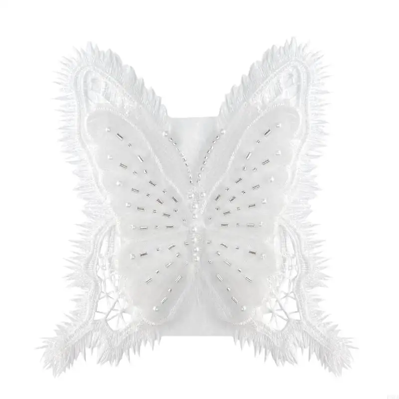 

P88A Butterfly Patches Garment Applique Pearls DIY Wedding Dress Sewing Accessories