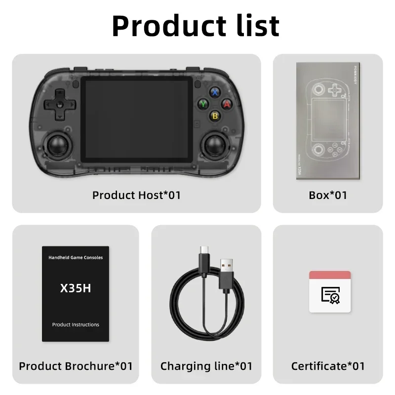 

NEW X35H Handheld Game Console 3.5 Inch 640*480 IPS Screen Hall Sensor Joystick RK3566 POWKIDDYOS Linux Children's Gifts