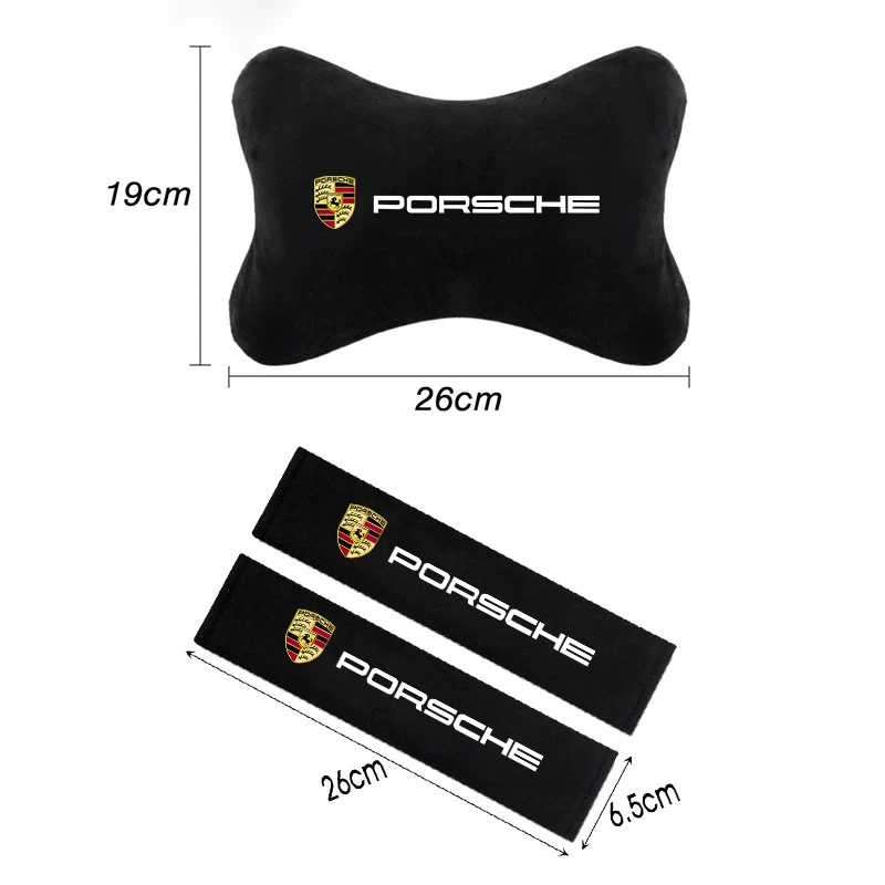 Coussinets initiés de protection de ceinture de sécurité de voiture, oreiller de cou de repos de sauna, broderie Porsche, Panamera, Macan 911, 718, Taycan, Boxster, Cayman 918