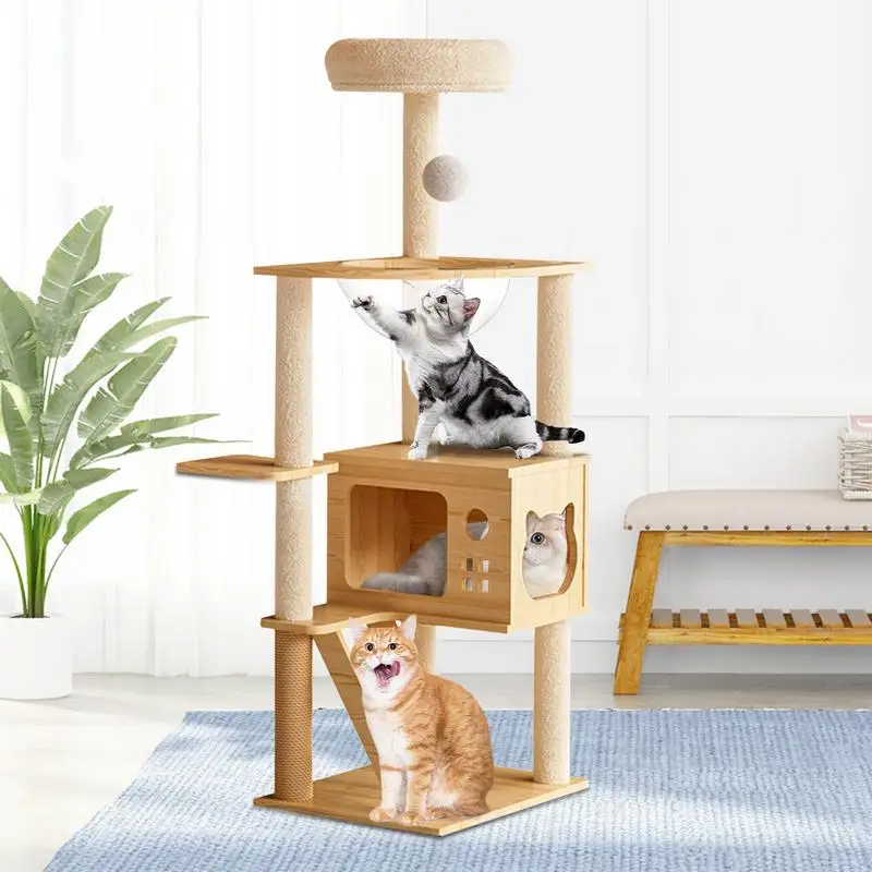 

Cat Scratcher Tower Modern Top Perch Cat Climbing Tower 51 Inch Cat Condo With Scratching Post For Indoor Cats Small Cats Climb