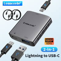 Lemorele Lightning to USB-C AR Glasses Adapter Type-C Hub Charging Converter USB Switcher AR Glasses Accessories for iPhone/iPad