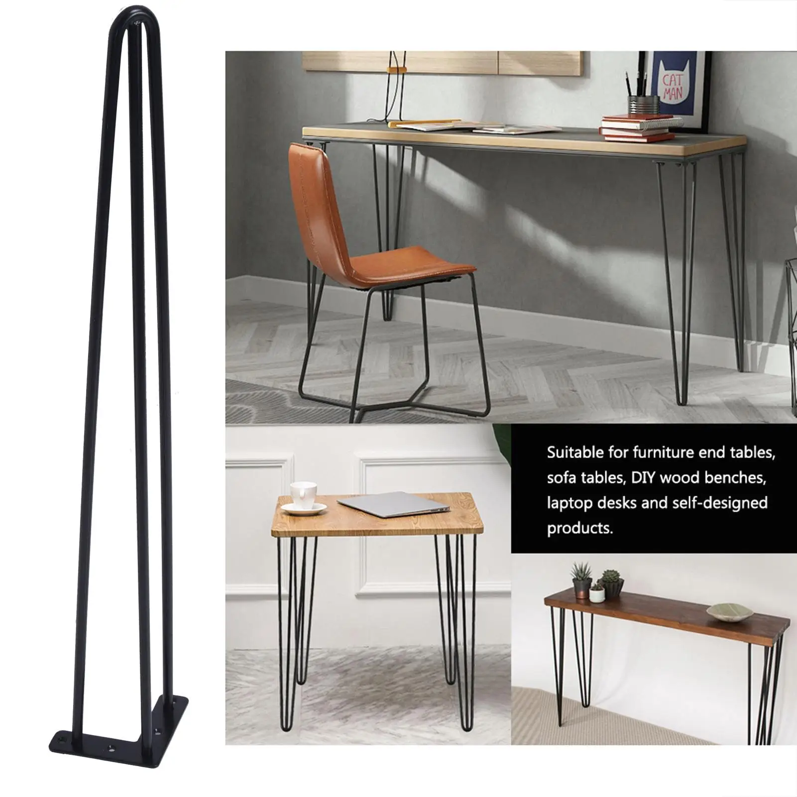 28 بوصة 30 بوصة دبوس الشعر المعدني أرجل الطاولة مجموعة من 4 أرجل أثاث الحديد الصلب لمكتب الكمبيوتر المحمول تصميم أنيق