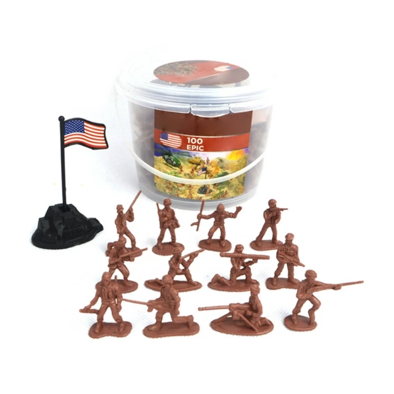 100PCS Children Toy Mini Military Soldiers Figures Models Playset Desk Decor Toddler Men Kids Toy Gift Accessories