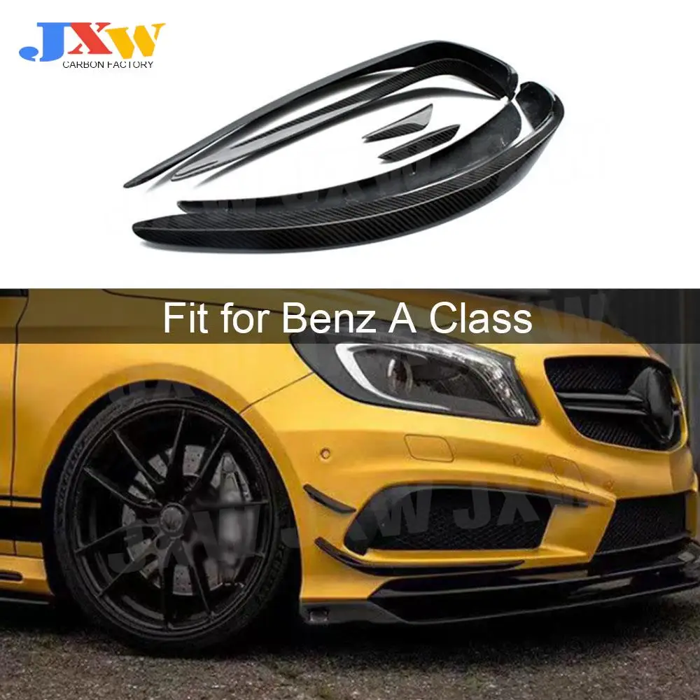 Car Body Kits Front Bumper Fins Air Vent Splitter Cover Carbon Fiber For Benz A Class W176 A180 A200 A260 A45 Sport 2013-2015