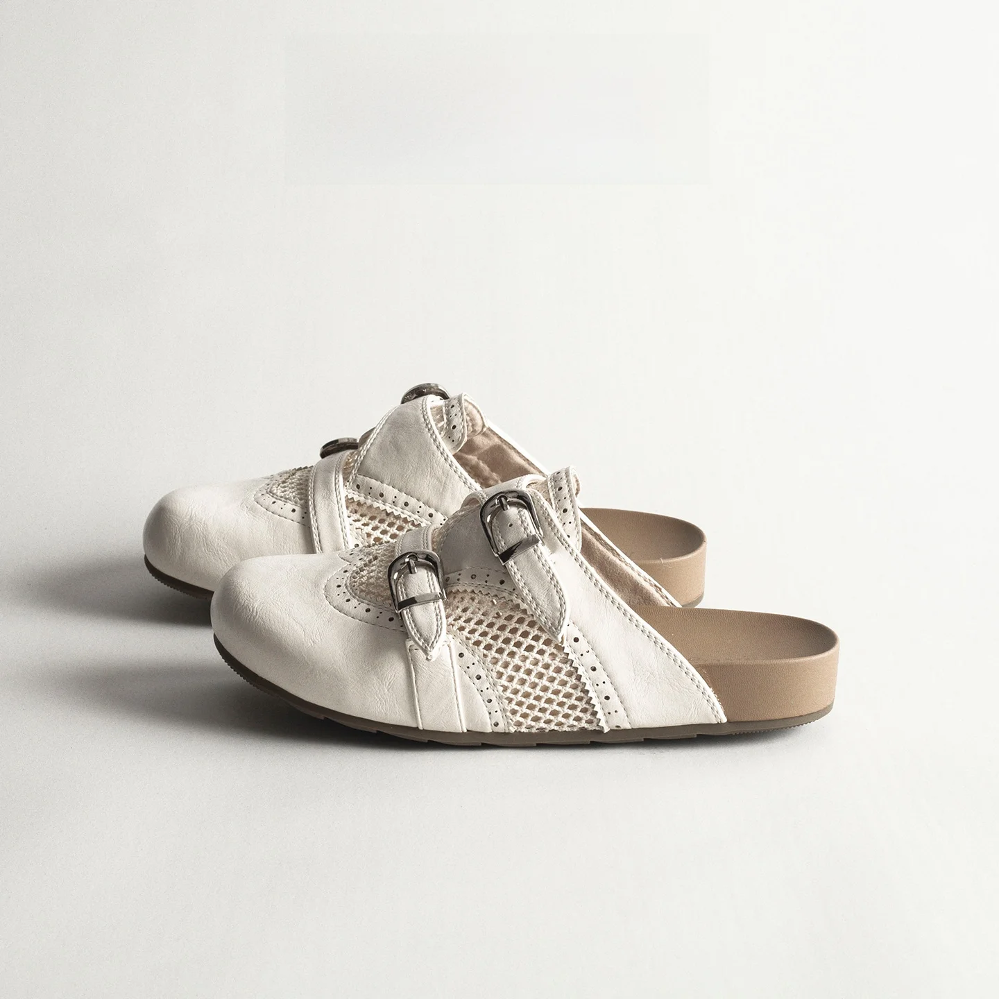 

Retro Genuine Leather Mesh Breathable Women's Outdoor Summer Versatile Fashion Thick Bottom Head Cover Half Slippers