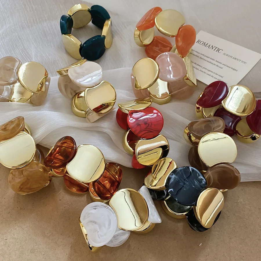 متعددة نمط جولة الربط مطاطا حبل الراتنج أساور للنساء Smuding خمر الاكريليك أساور شخصية مجوهرات الحفلات K1