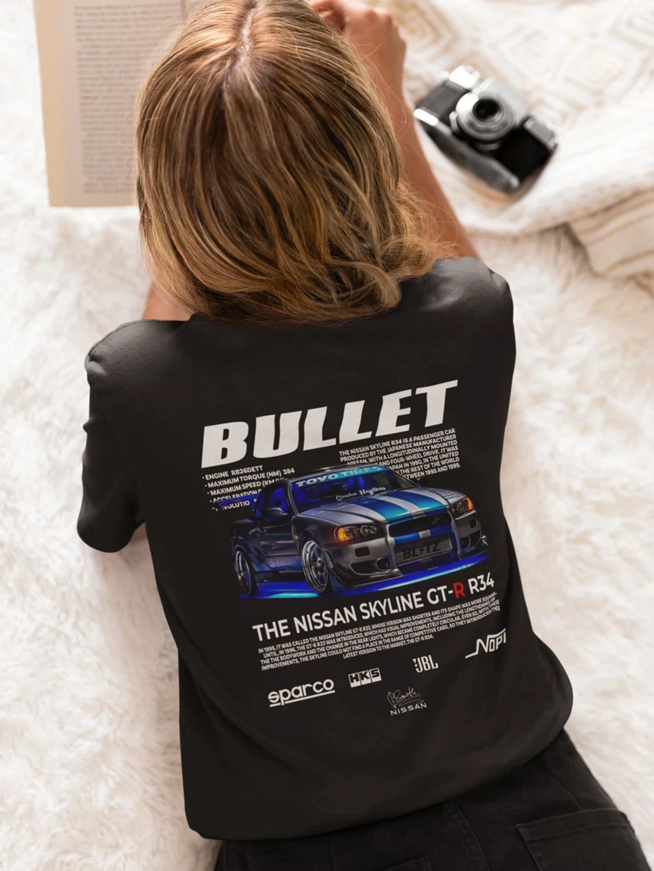 GTR الجرافيك التي شيرت R34 سباق JDM المشجعين عادية للجنسين الشارع الشهير القطن سباق المحملة موضة Y2k قصيرة الأكمام الهيب هوب التي شيرت الصيف #3