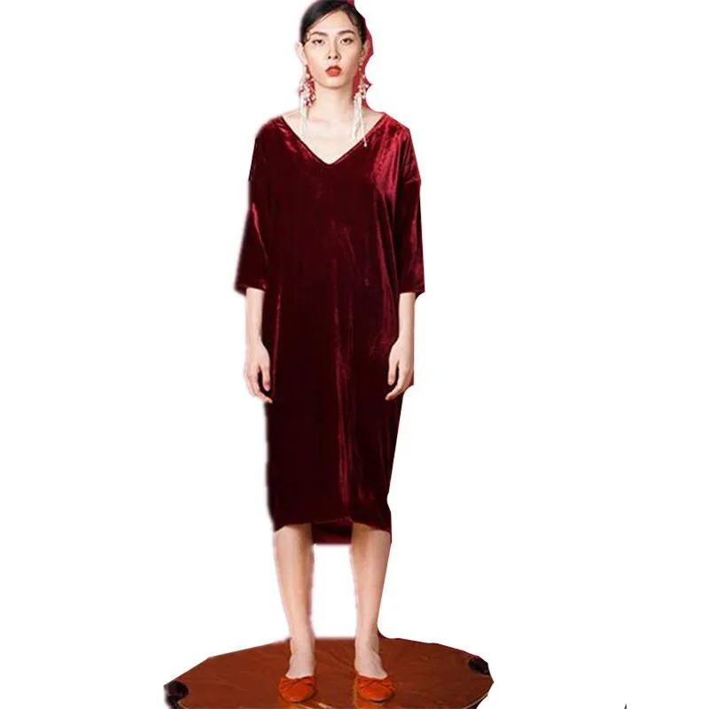 Herbst Gold Samt 2025, gerade Kleider, figurbetont, einfarbig, sexy Velourskleid, tiefer V-Ausschnitt, Sommer, lockeres Pleuche-Kleid, Vestido