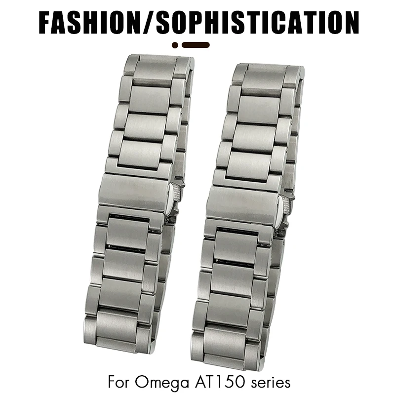 Curved End Stainless Steel Watchband 20mm Fit for Omega Seamaster 300 AT150 Aqua Terra Silver Solid Metal Watch Strap Bracelet